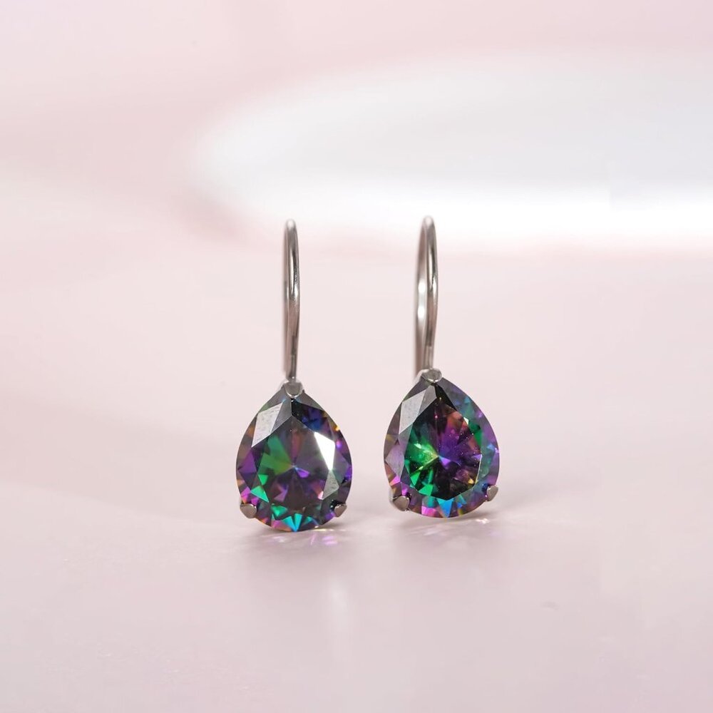 Hypoallergenic Titanium Dangle Hoop Earrings Mult… - image 5